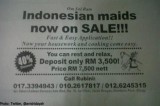 马来西亚惊现印尼女佣促销广告